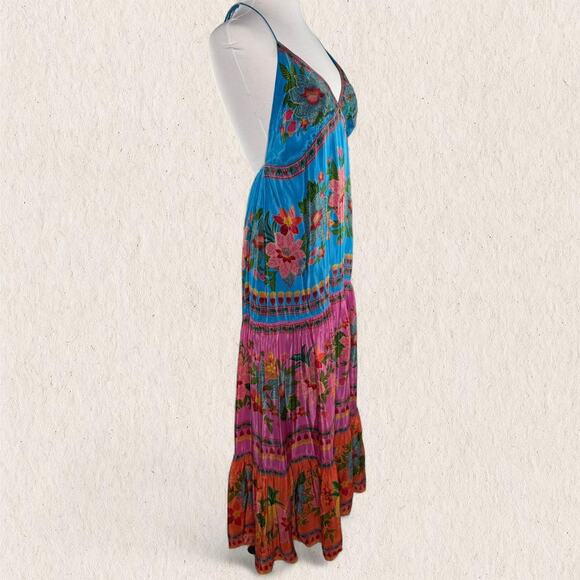 NWT Farm Rio Size M Tropical‎ Floral Tiered Maxi Dress Anthropologie Fairy Boho - Picture 5 of 8